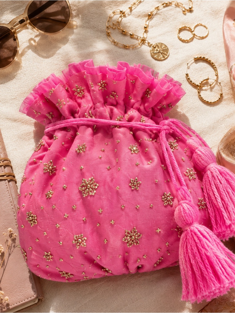 Free People Seasons Sparkle Mini Drawstring Bag NWT ✨